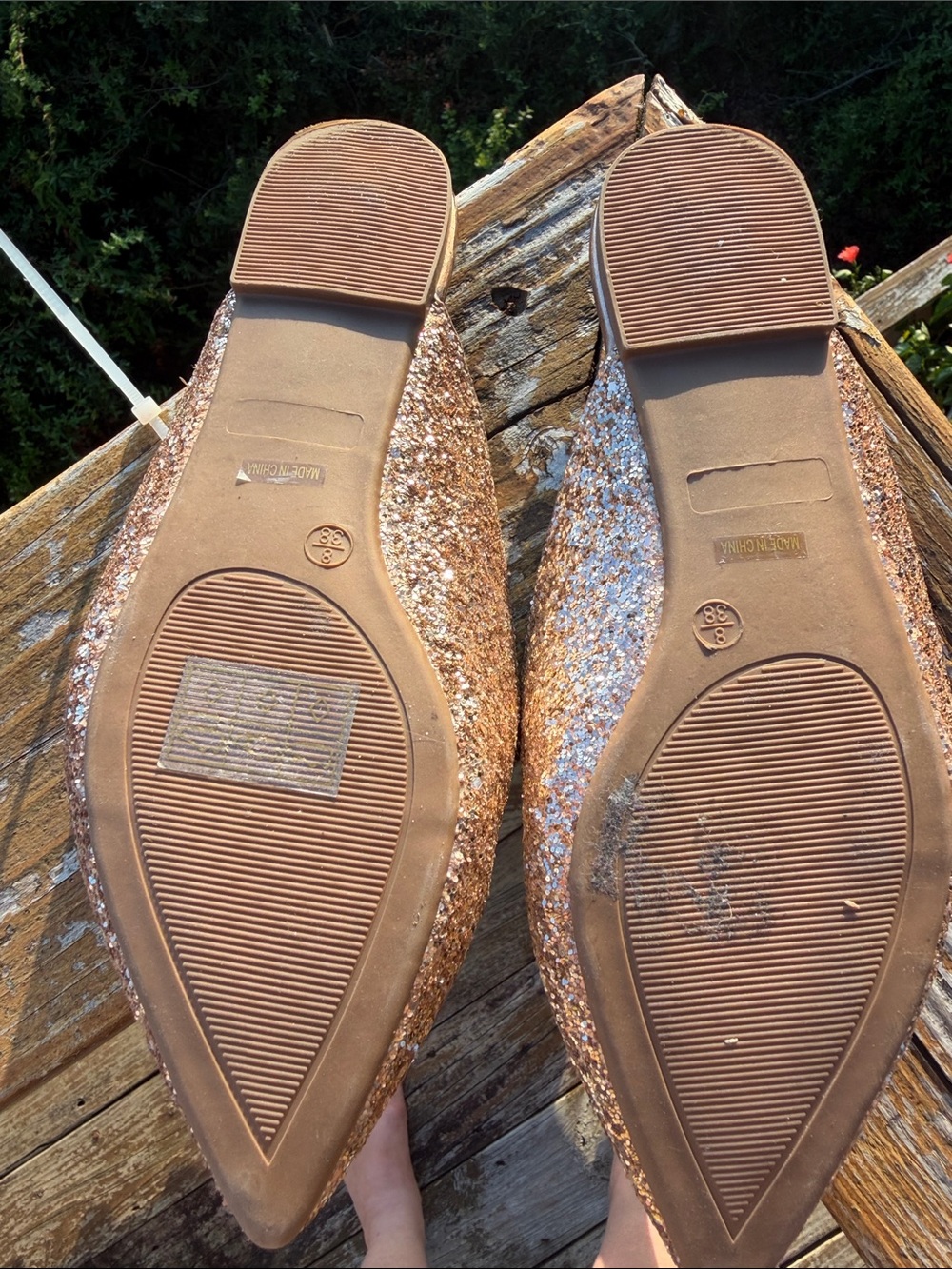 Lulu's Rose Gold Glitter Pointed Mule Slides - Picture 2 of 3